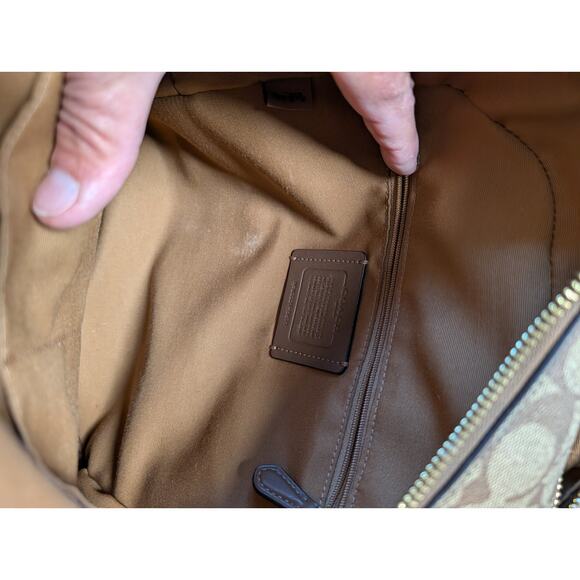 Coach Court Backpack Womens Medium Brown Khaki White Signature Canvas Luxury Bag main image 11